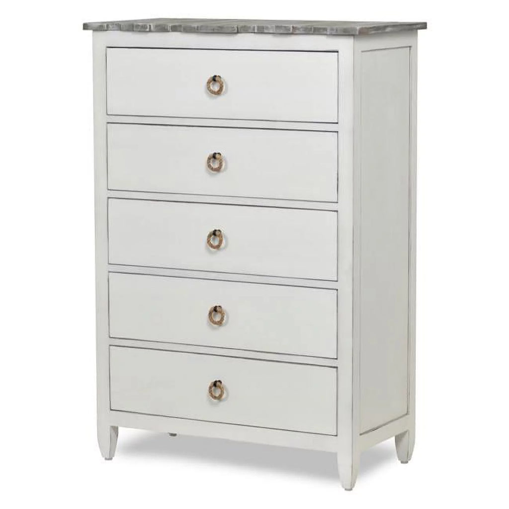Wood Chest with 5 Drawers in Gray/White O138083