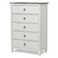 Wood Chest with 5 Drawers in Gray/White O138083