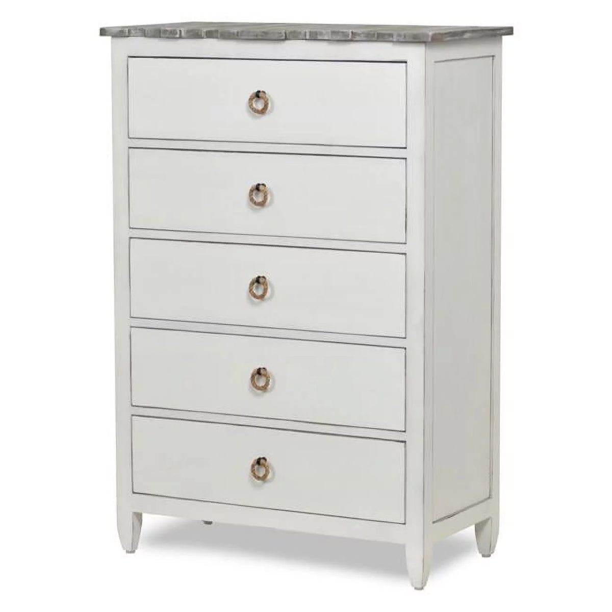 Wood Chest with 5 Drawers in Gray/White O138083