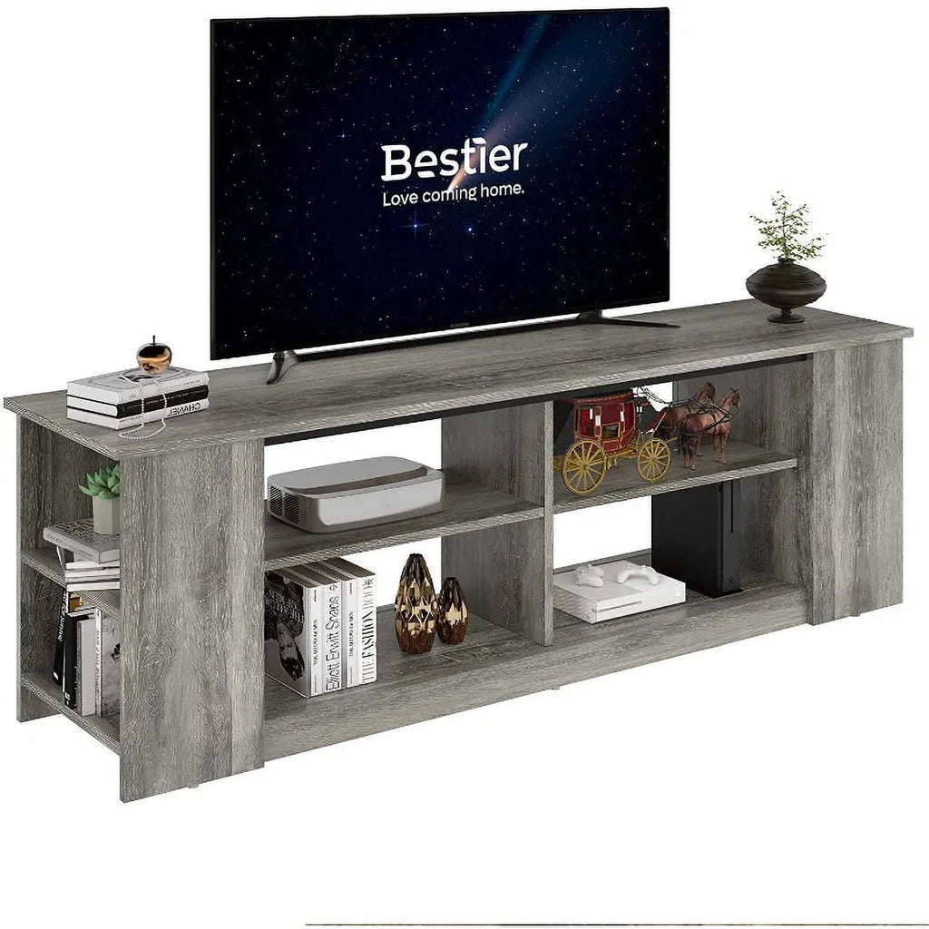 55 inch 3-Tier TV Stand with 8 Adjustable Storage Units Grey M850