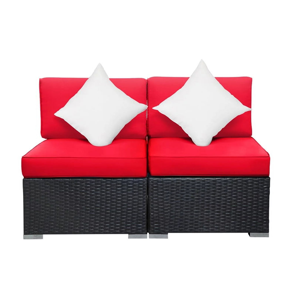 2 Pcs PE Rattan Wicker Patio Sofa Set B684587