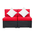 2 Pcs PE Rattan Wicker Patio Sofa Set B684587