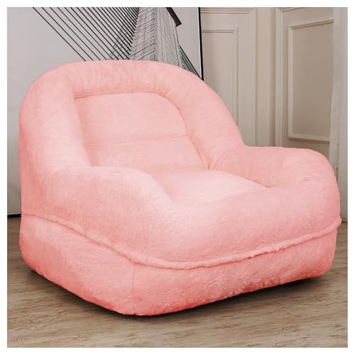 Pink Plush Bean Bag Chair with Armrests W956113