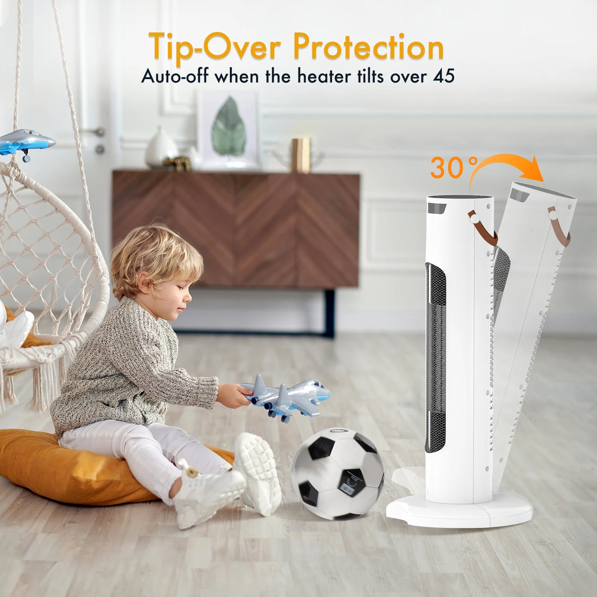 White 2000W Ceramic Tower Space Heater T695832