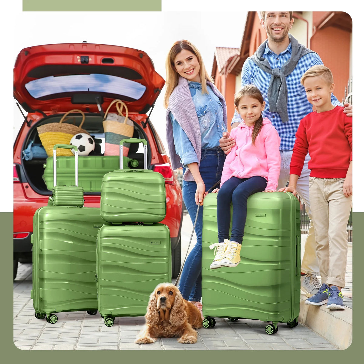 5 Luggage Sets PP Hardside Spinner Luggage Expandable Carry-on Suitcase H2730