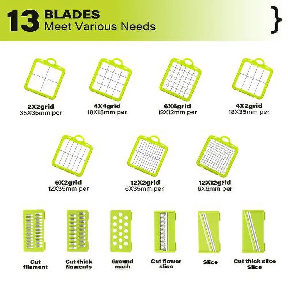 Vegetable Chopper with Container 22-in-1 13 Blades W739268