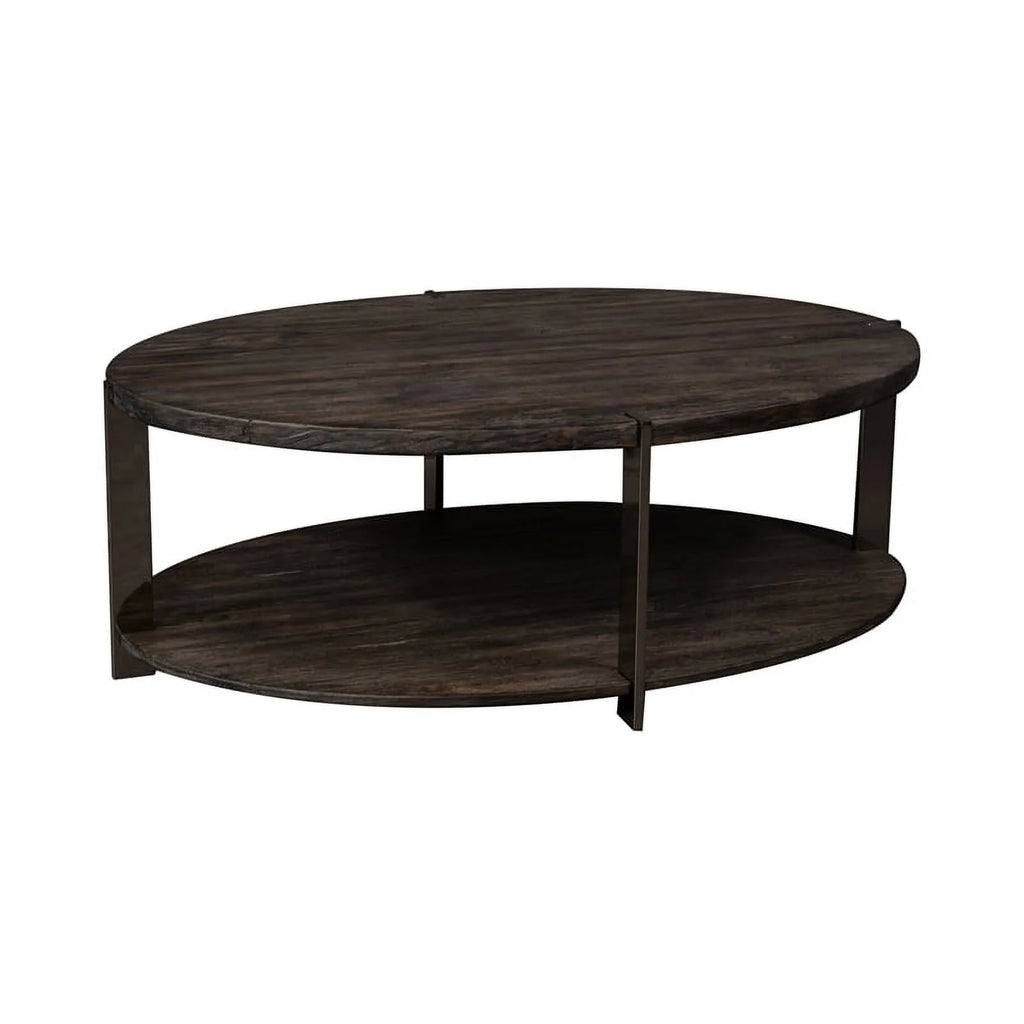 Modern Wood Oval Cocktail Table in Mahogany J42468