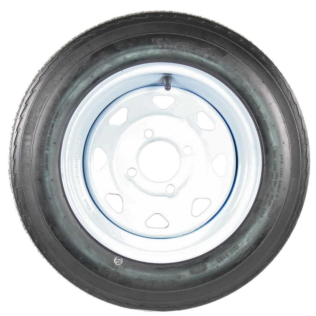 2-Pack Trailer Tire On Rim 4.80-12 12 in. Load C 4 Lug White Spoke Wheel Z58587