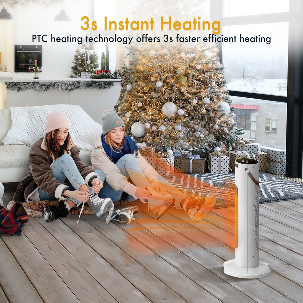 White 2000W Ceramic Tower Space Heater T695832