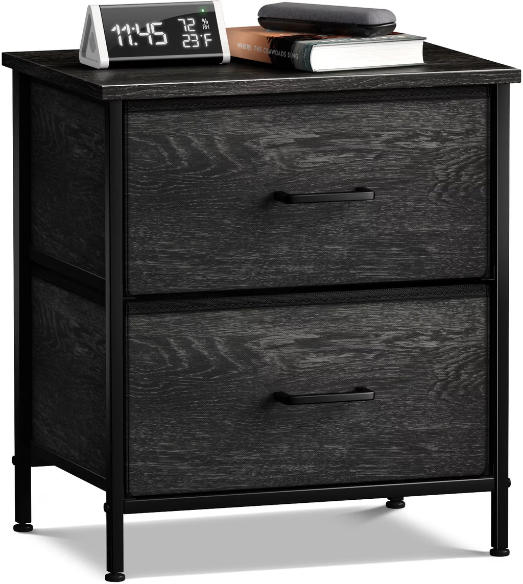 2 Faux Wood Drawer Nightstand Dresser G7367