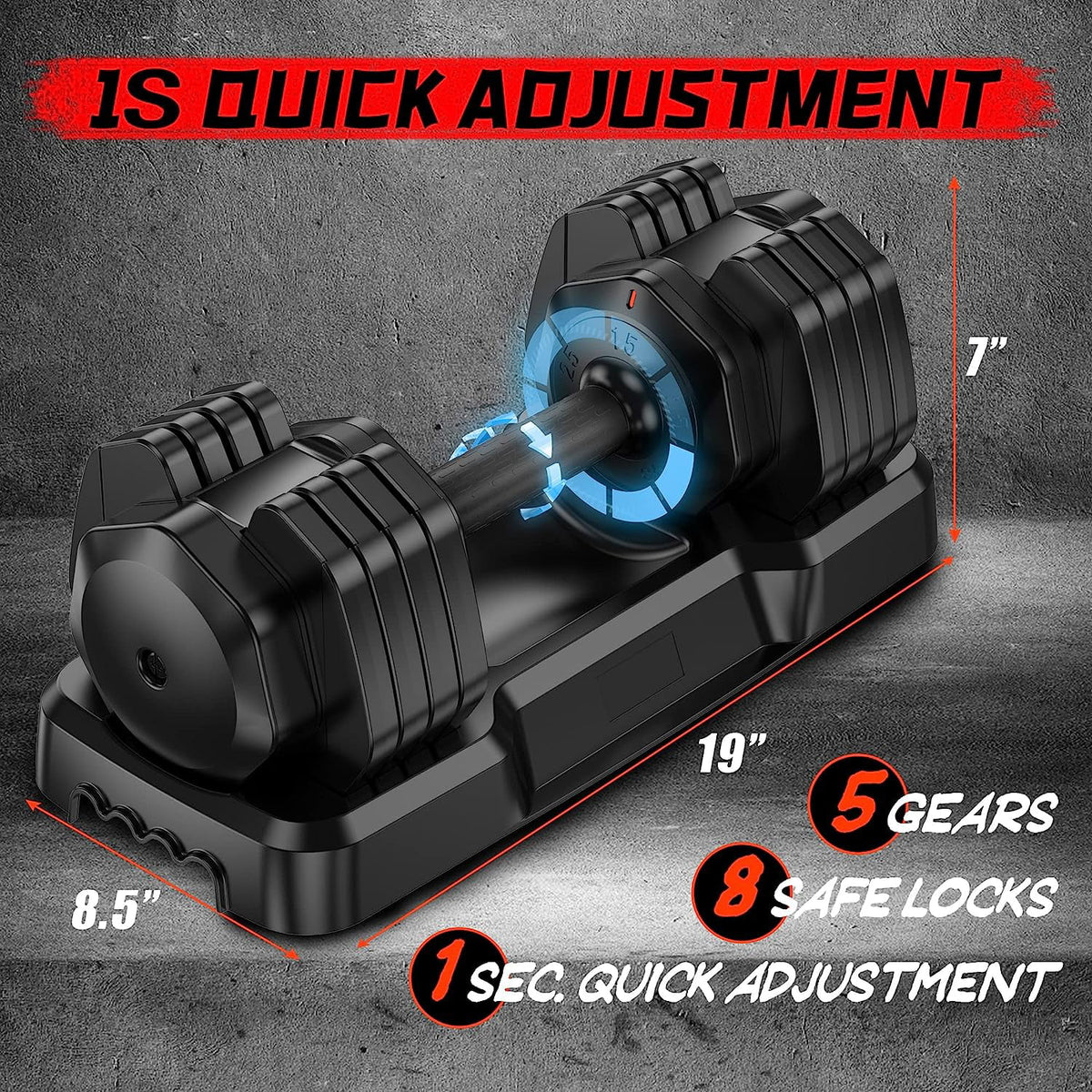 Adjustable 55lb Dumbbell with Metal Handle and Tray C8736