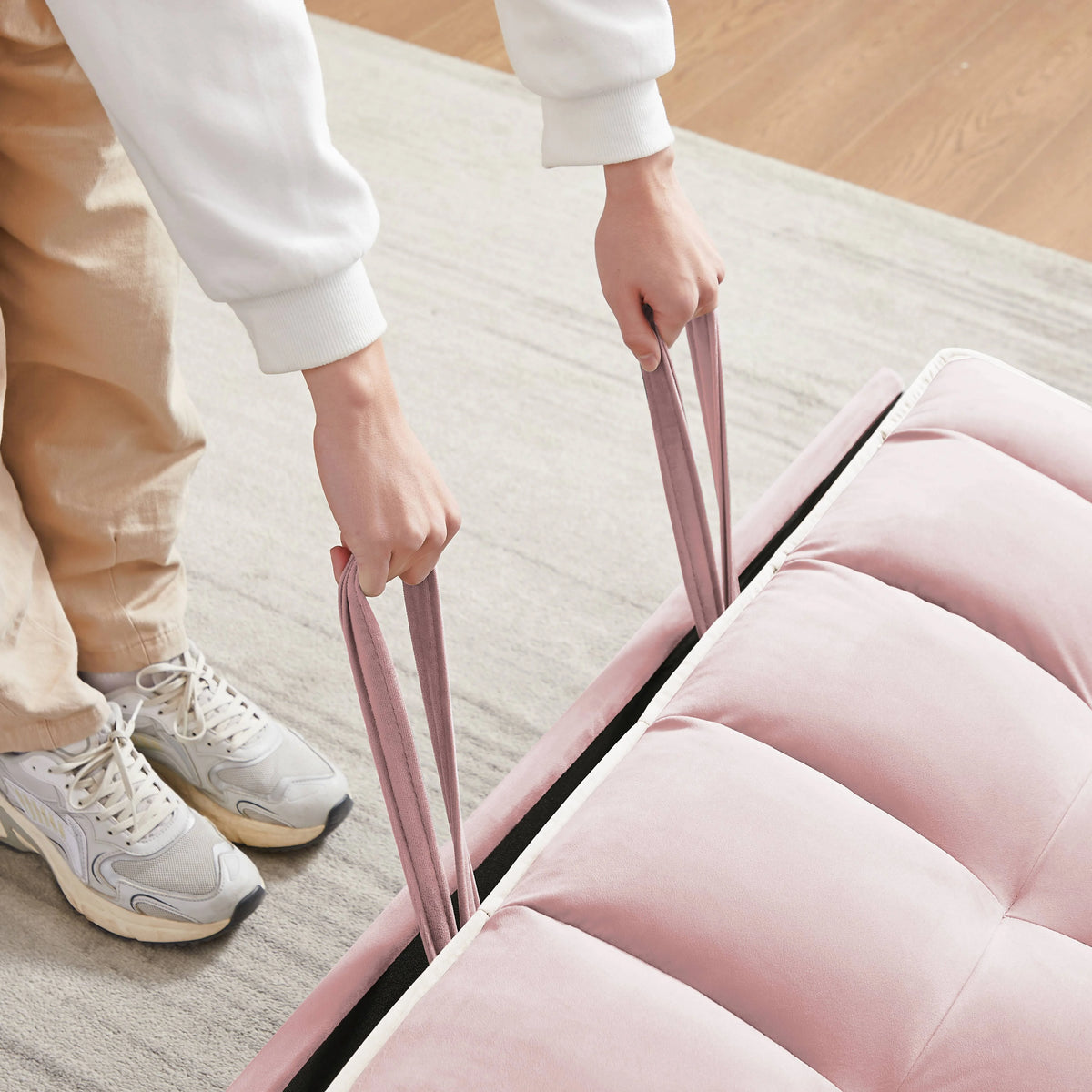 Pink Convertible Sleeper Sofa Chair Bed E34771