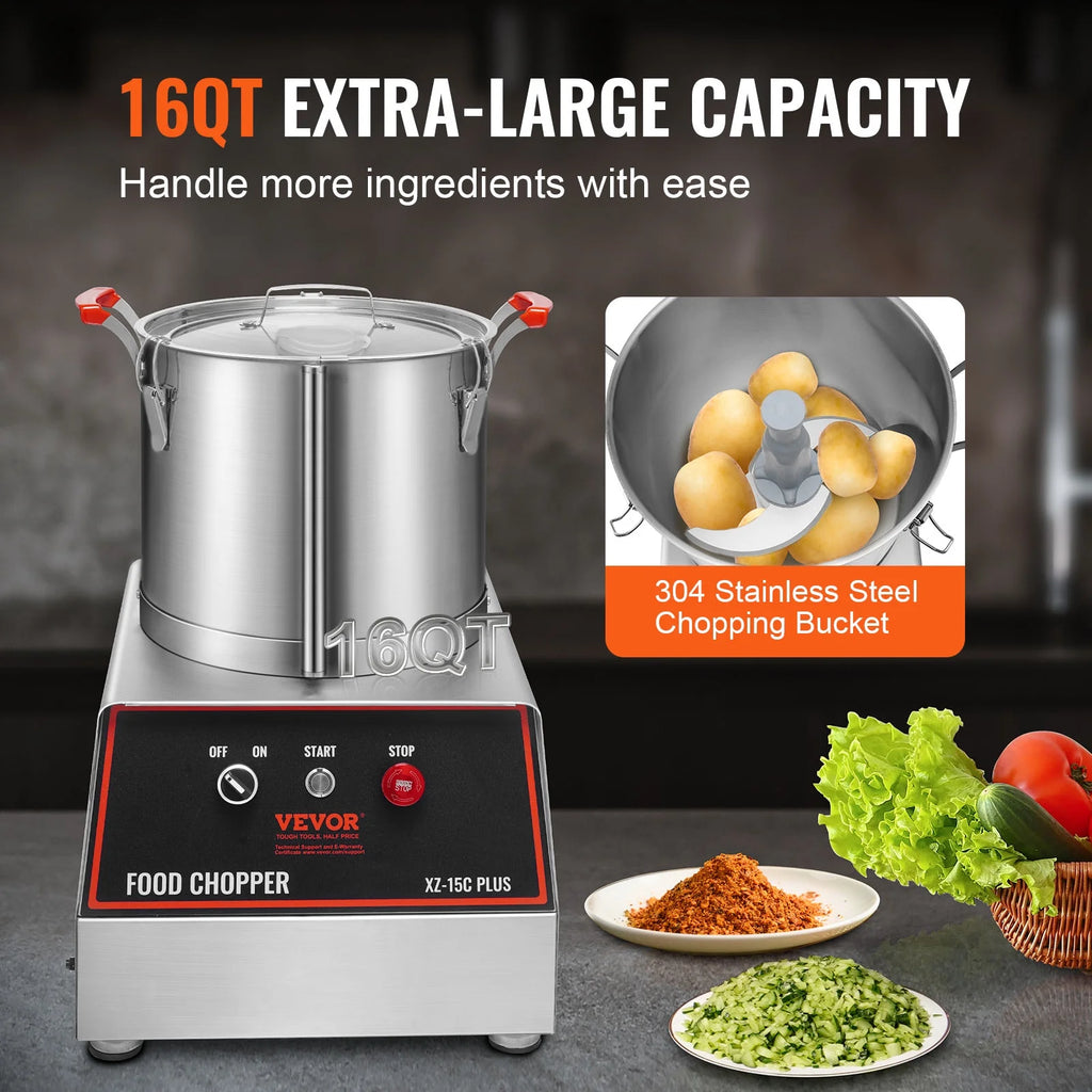 1400W 16 Quart Stainless Steel Food Processor Y576