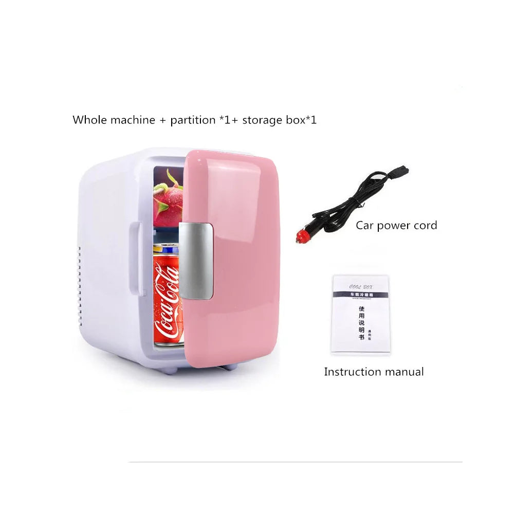 Portable 4L 6 Can Pink Mini Fridge I8346