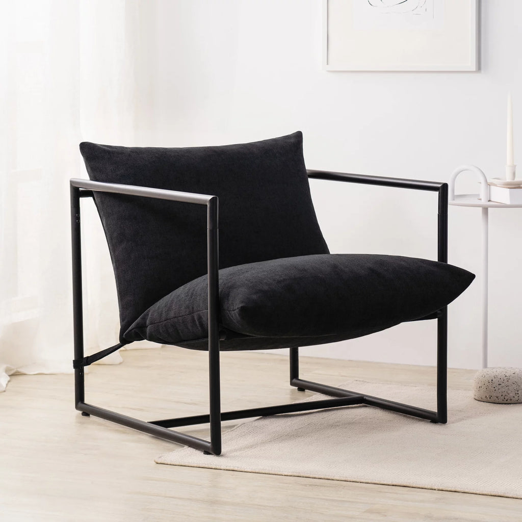 Oatmeal Metal Framed Sling Accent Chair N472579