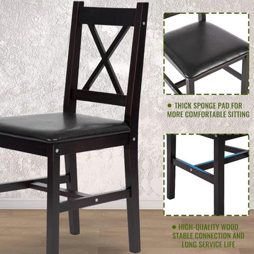5-Piece Solid Wood Dining Table Set for 4 Brown K6439