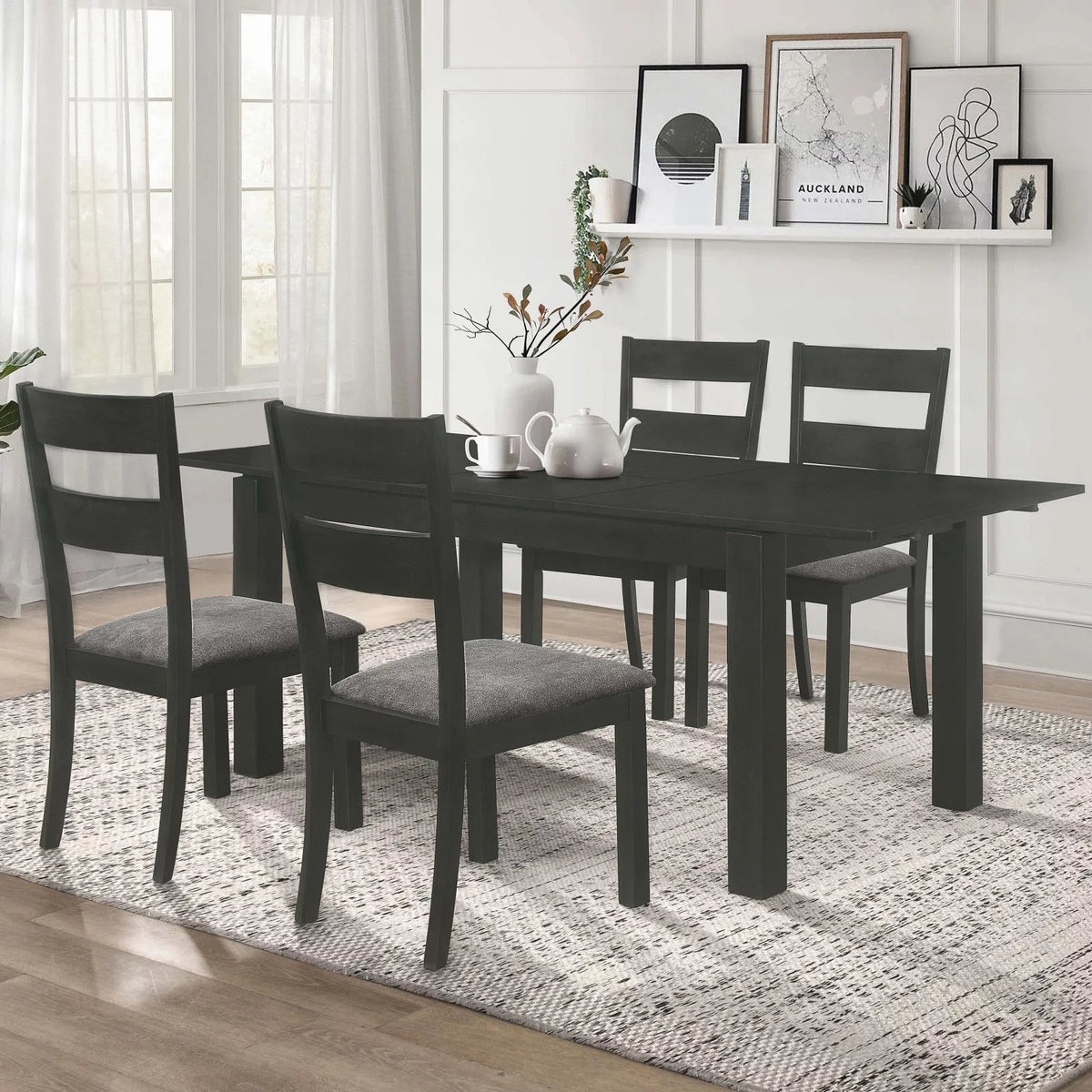 5-piece Rectangular Dining Set Grey and Black E89723