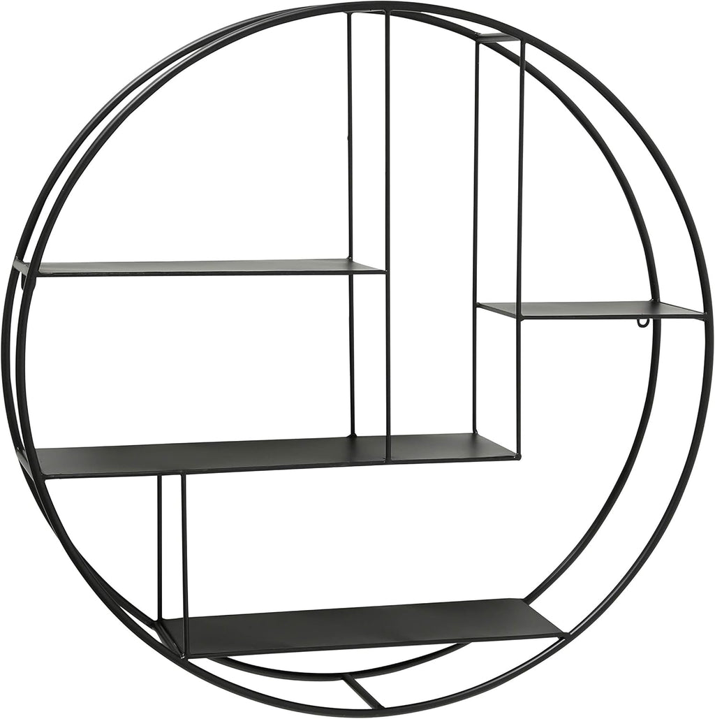 Black Iron Round Metal Wall Shelf, 4 Levels A729