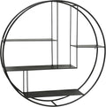 Black Iron Round Metal Wall Shelf, 4 Levels A729
