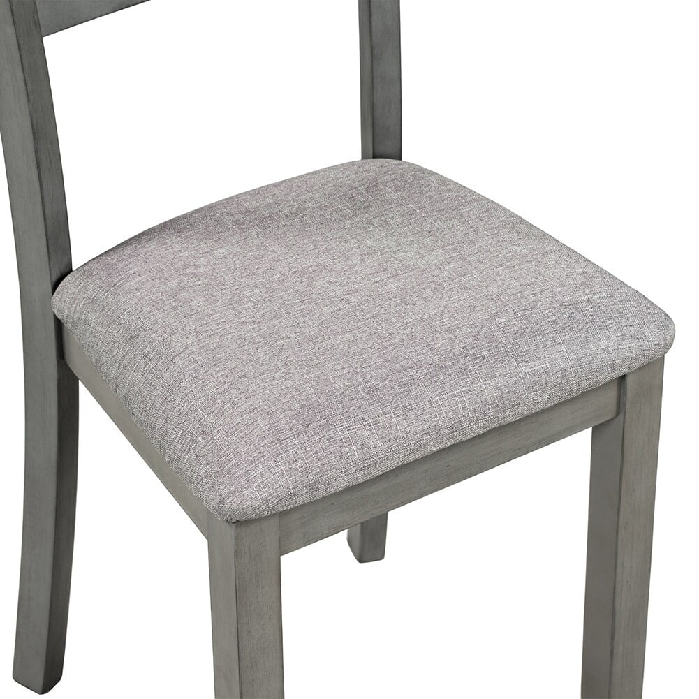 5-Piece Wooden Dining Table Set with 4 Chairs Grey U458889