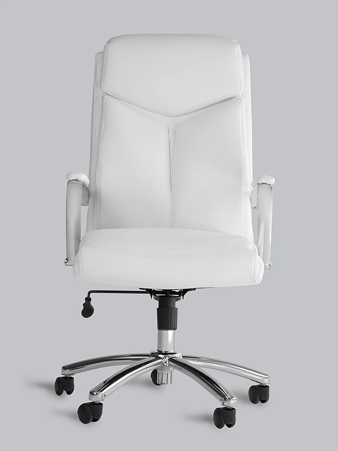 White Leather Executive Rolling Swivel Chair T6262