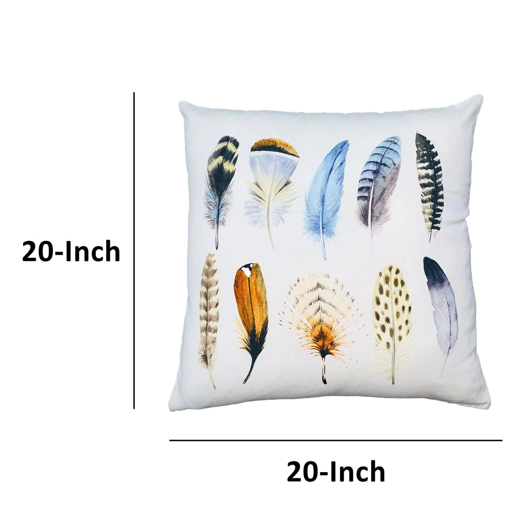 White Multicolor Cotton Throw Pillow L276