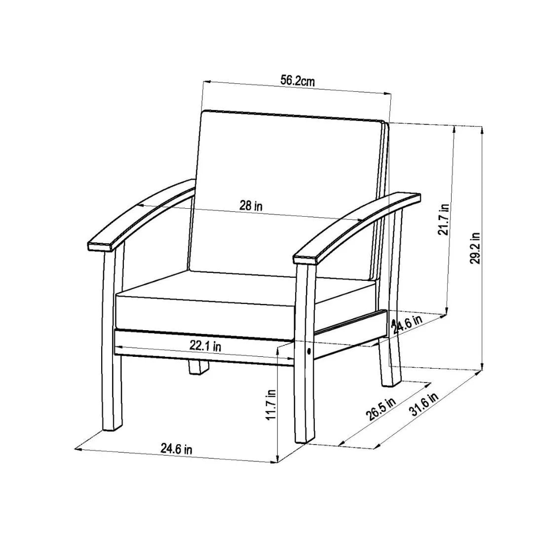 4-Piece Solid Wood Patio Conversation Set M64127