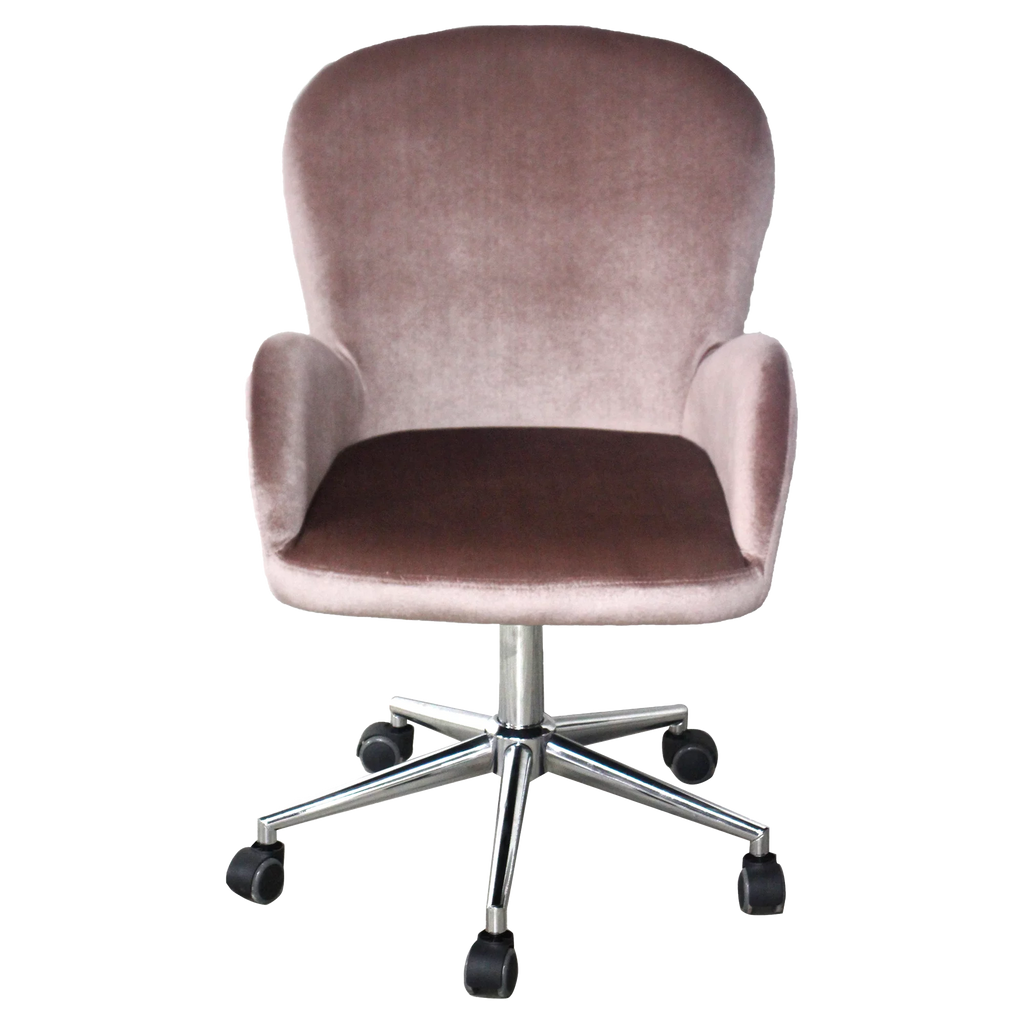 Pink Velvet Swivel Makeup Chair I9470