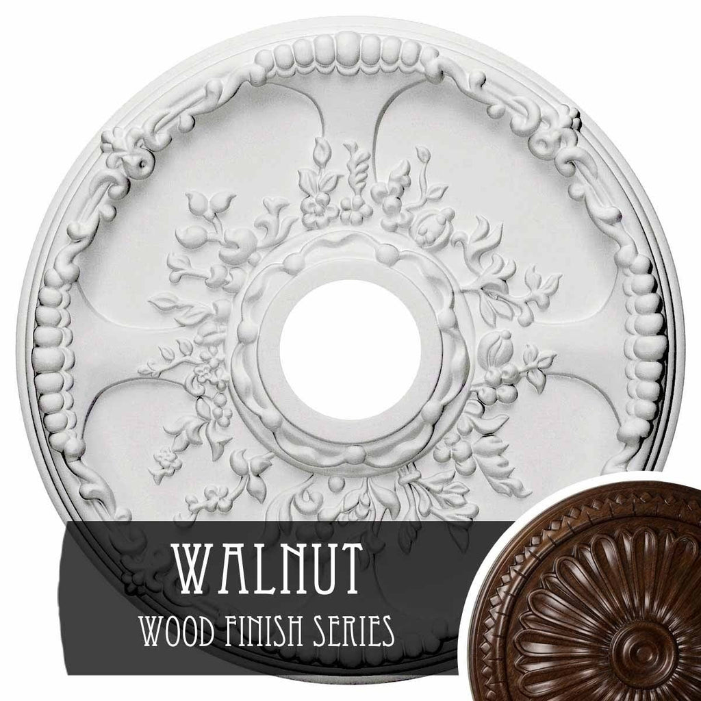 Hand-Painted Walnut Ceiling Medallion E721985