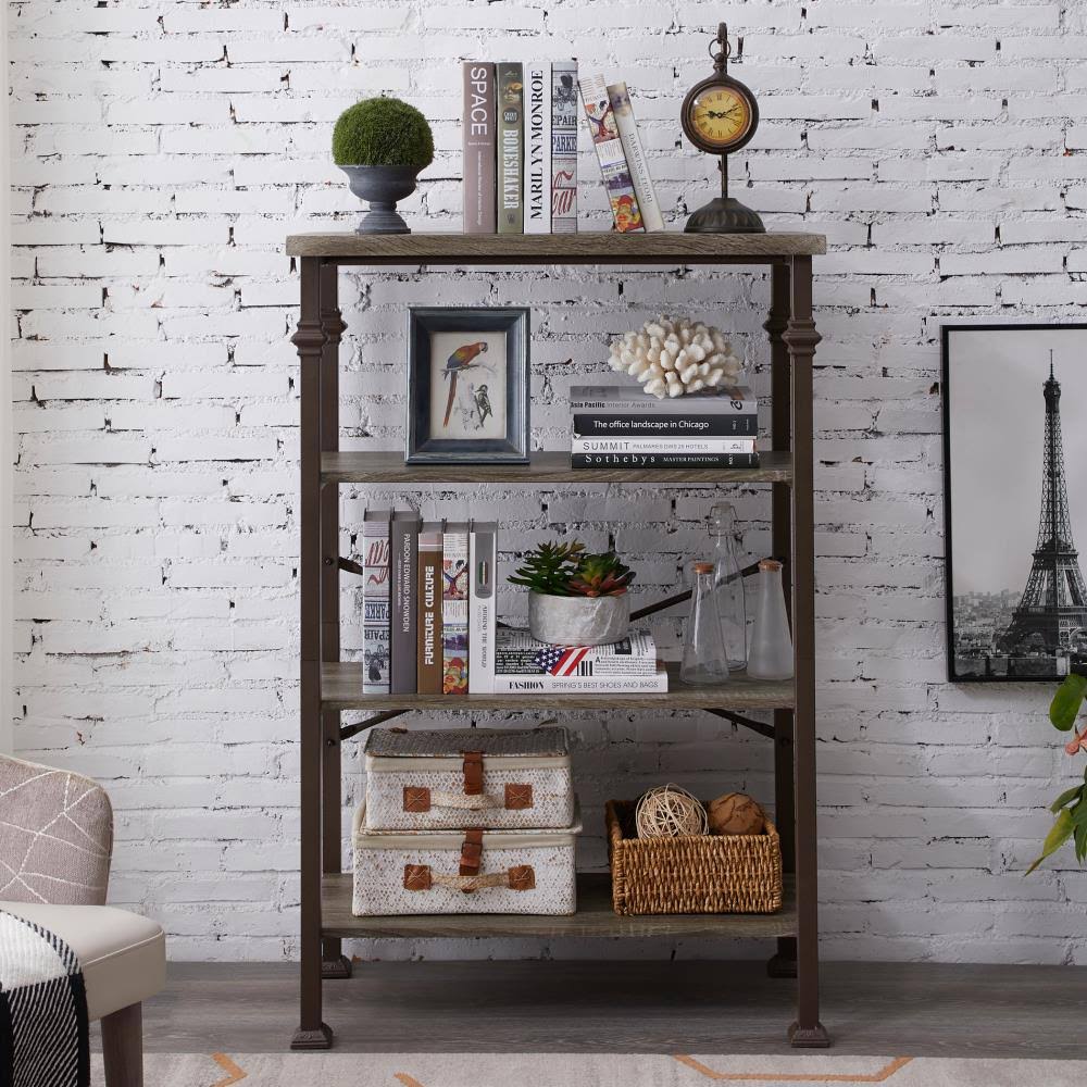 Brown Wood 4-Shelf Bookcase C488