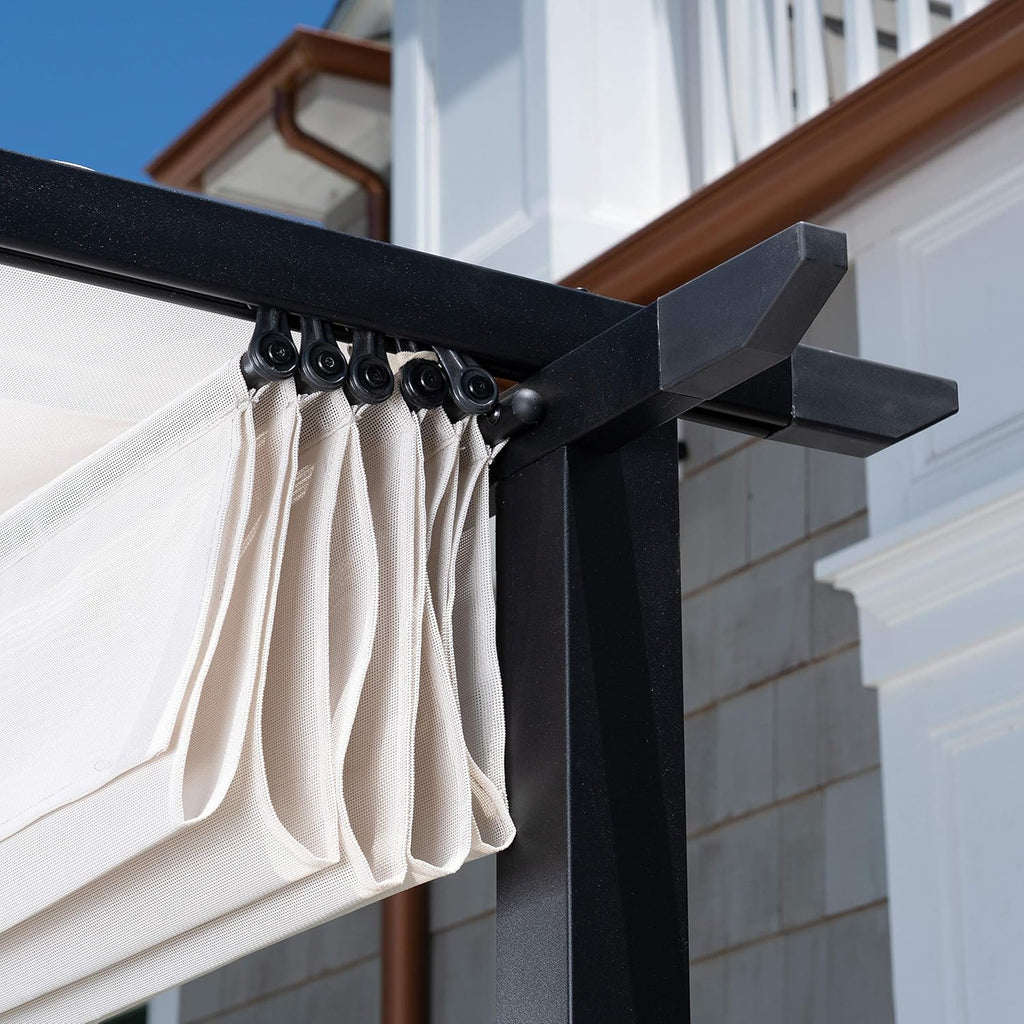 Aluminum and Steel Pergola with Adjustable Sling Canopy Z924581