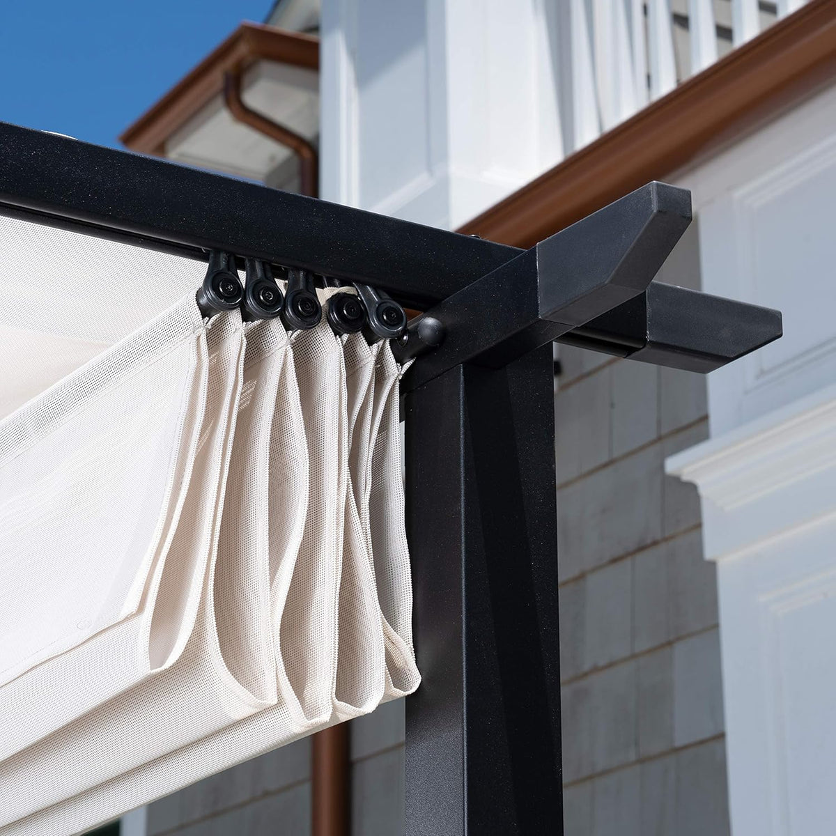 Aluminum and Steel Pergola with Adjustable Sling Canopy Z924581