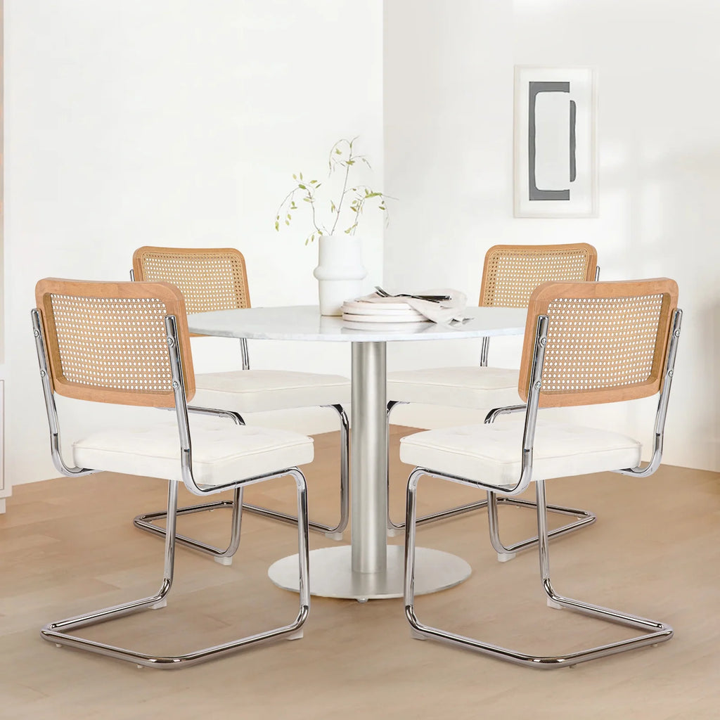 Beige Velvet Dining Chairs Set of 6 Q1453