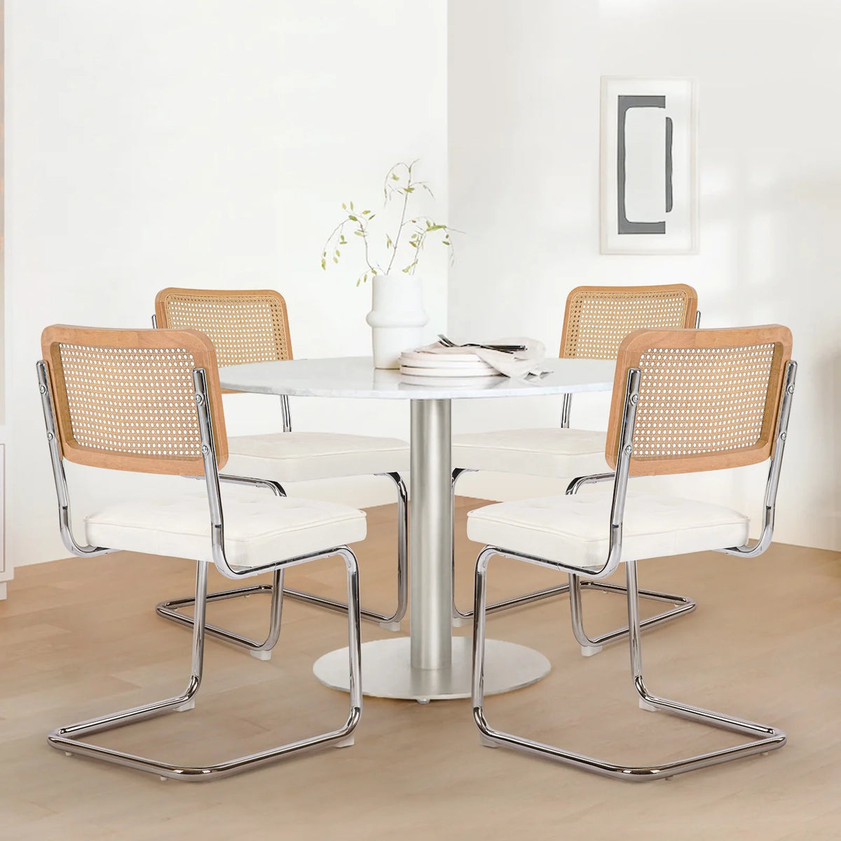 Beige Velvet Dining Chairs Set of 6 Q1453