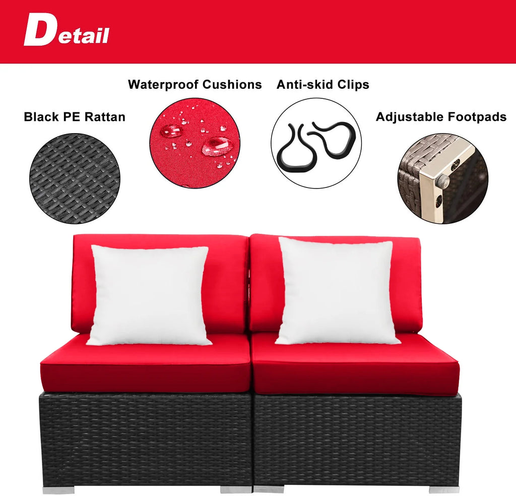 2 Pcs PE Rattan Wicker Patio Sofa Set B684587