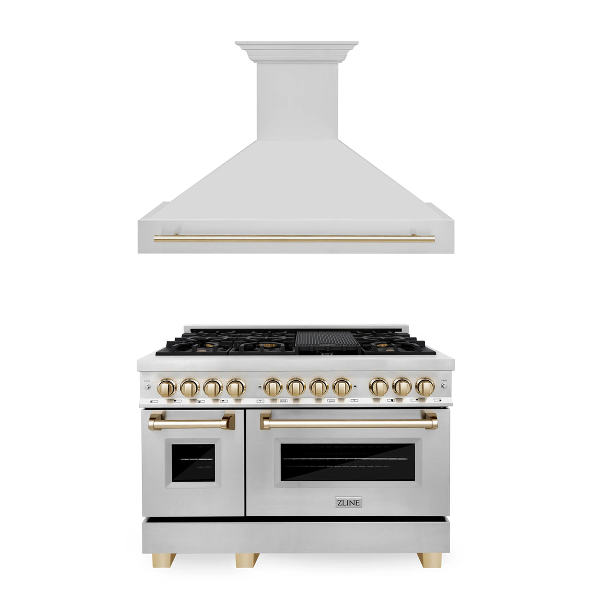48 In. Dual Fuel Range and Range Hood in Stainless Steel V8576