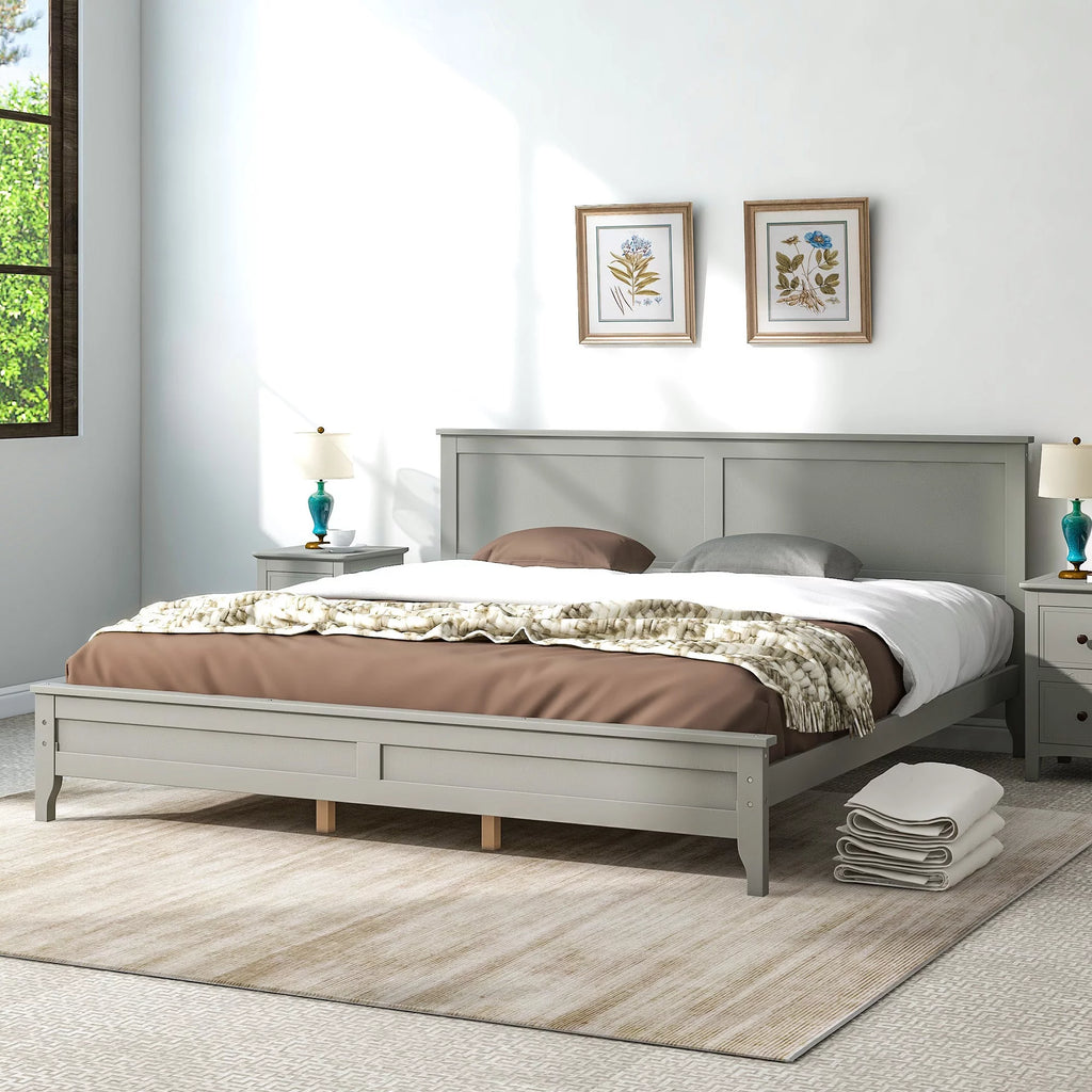 Solid Wood King Platform Bed O6270