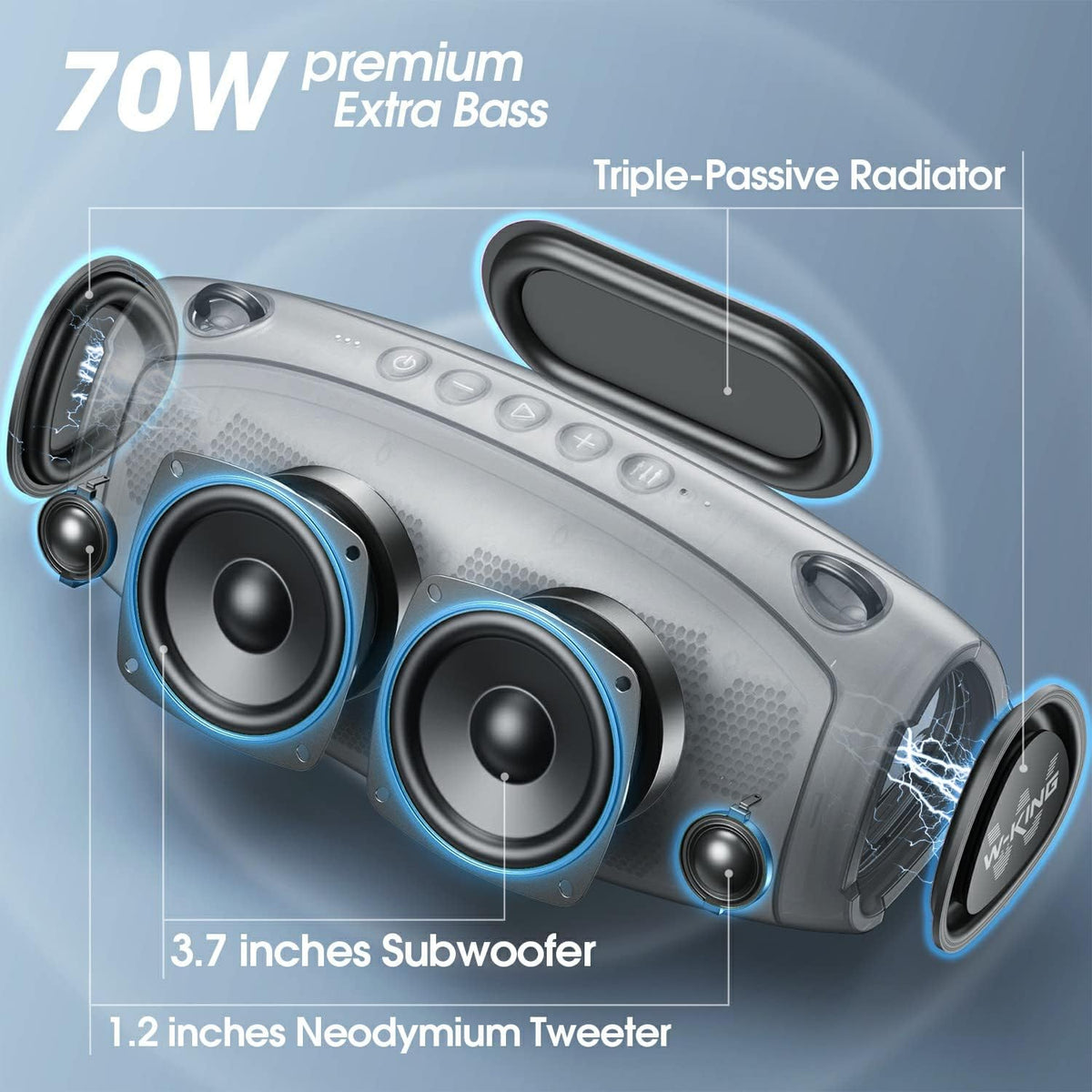 70W IPX6 Waterproof Portable Wireless Bluetooth Speaker X4395