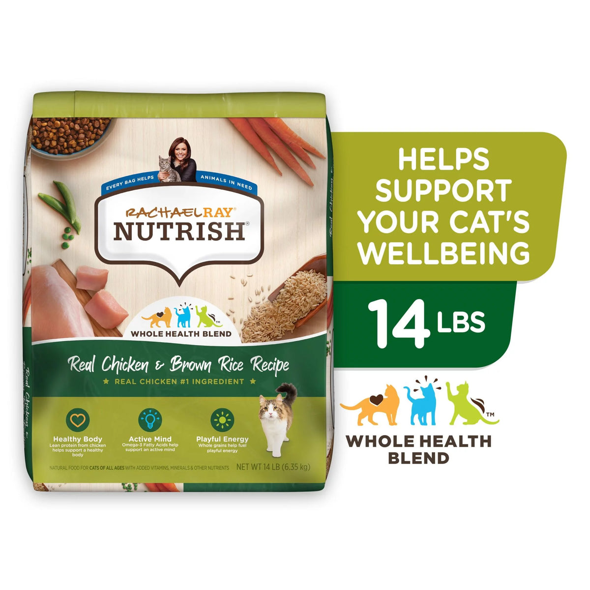 Chicken & Brown Rice Recipe Dry Cat Food 14-Pound Bag M4077
