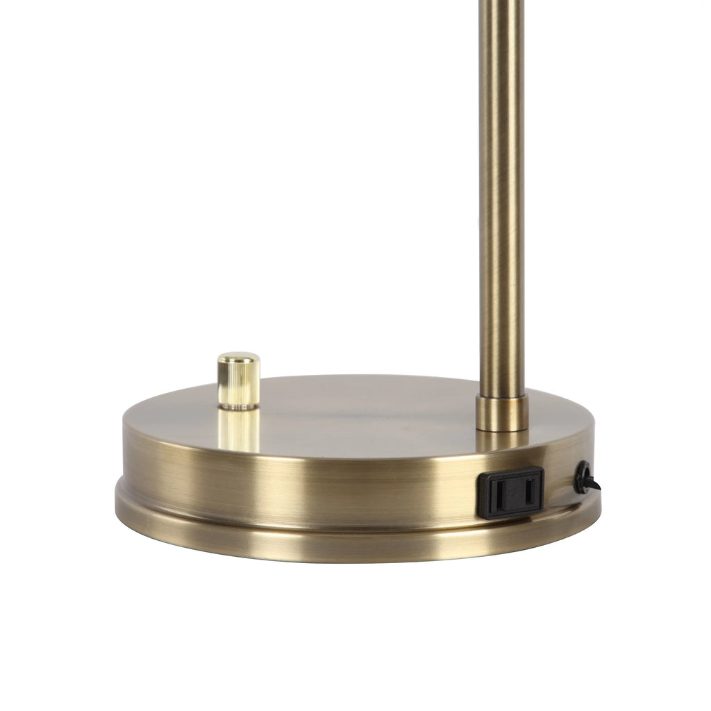 Gold Desk Lamp with Glass Shade and AC Outlet M78820