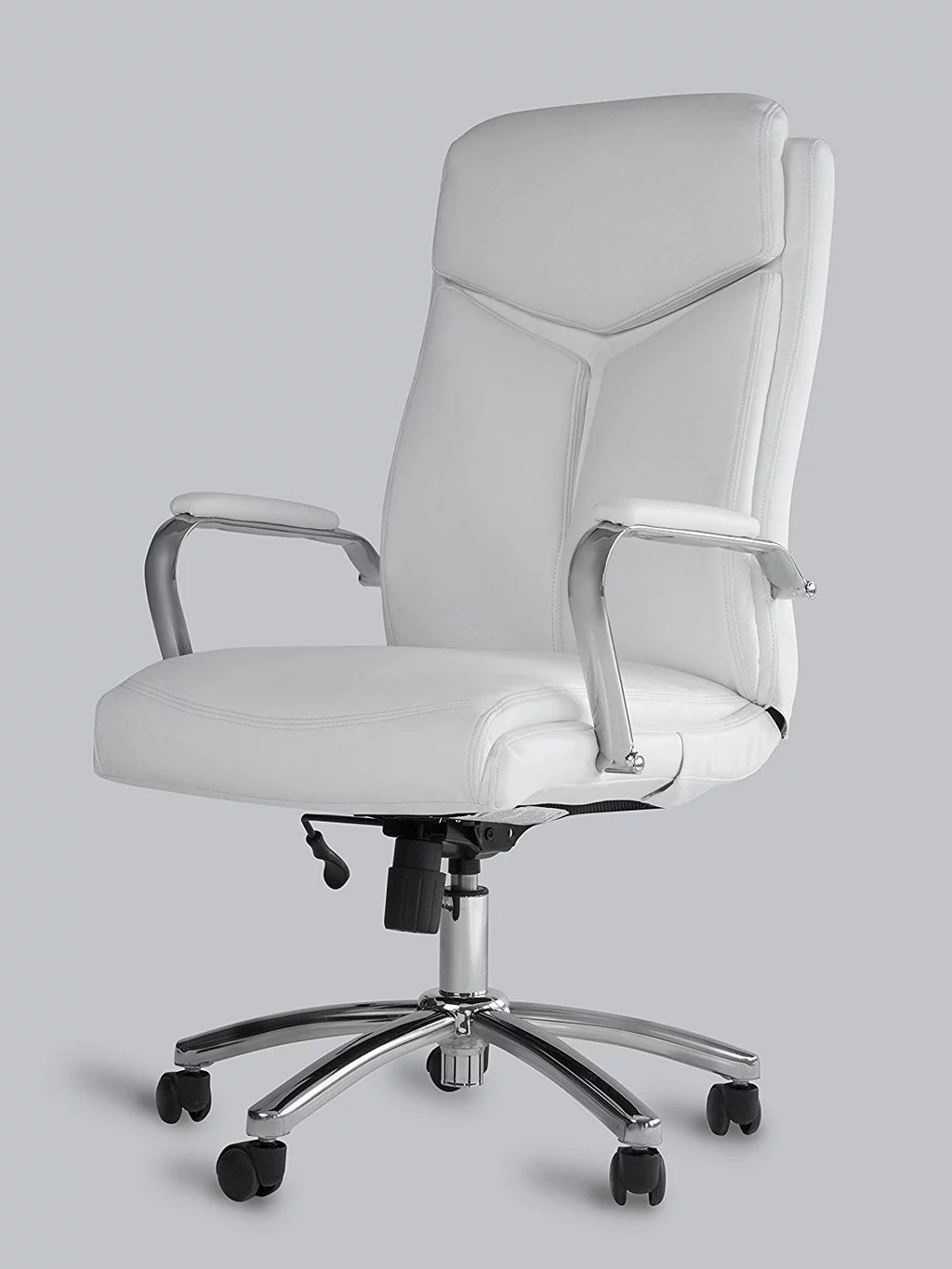 White Leather Executive Rolling Swivel Chair T6262