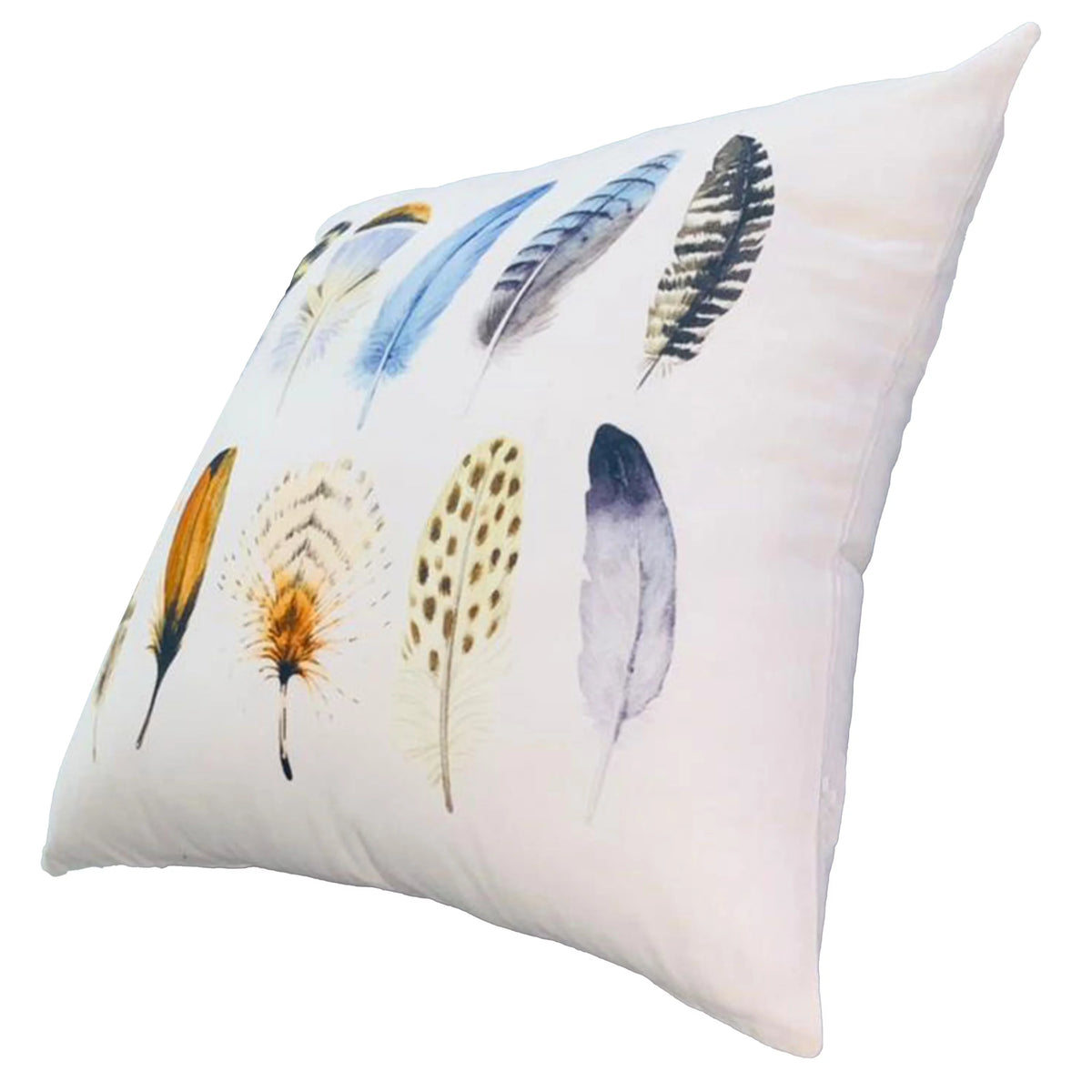 White Multicolor Cotton Throw Pillow L276