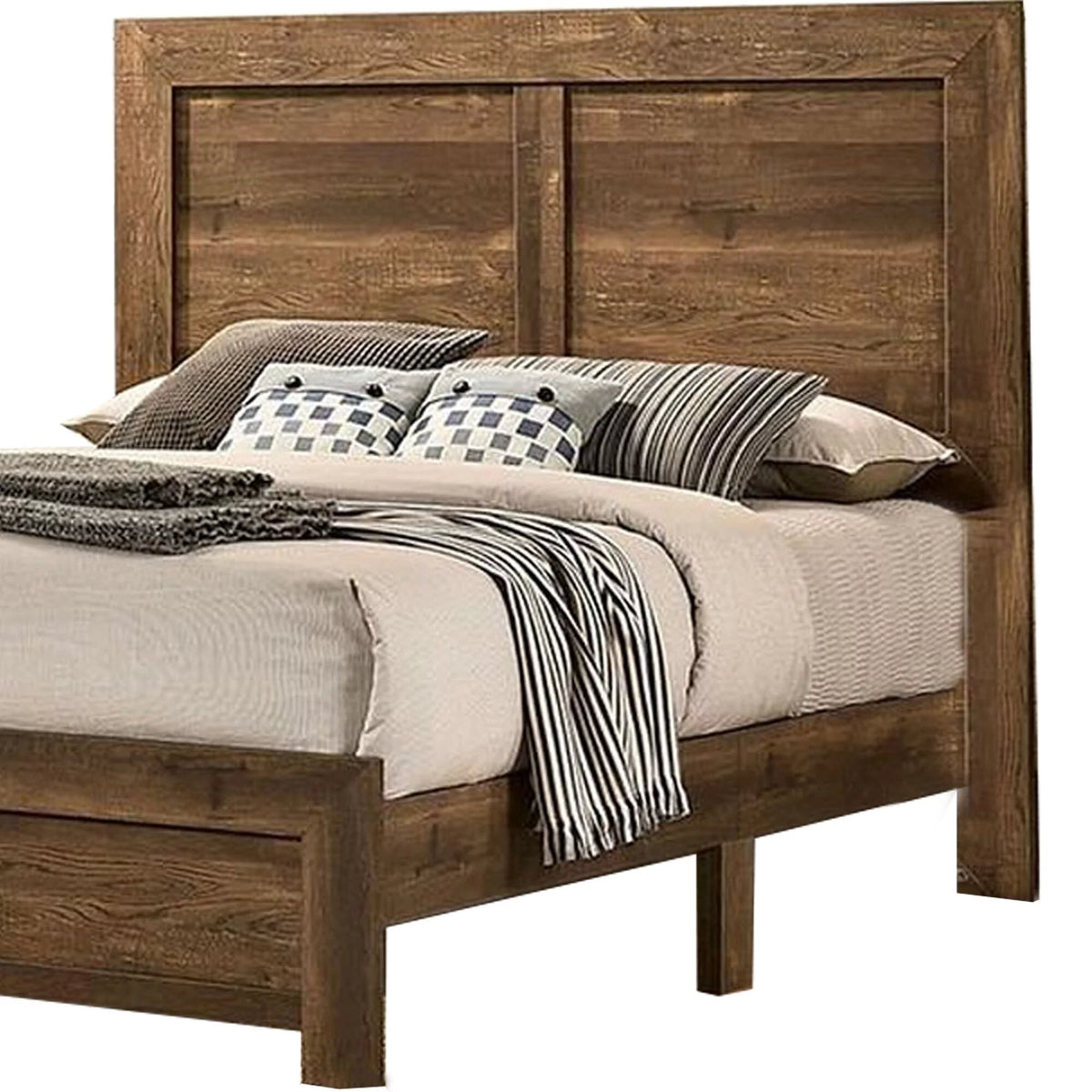 Wooden Queen Bed with Grain Details N2828
