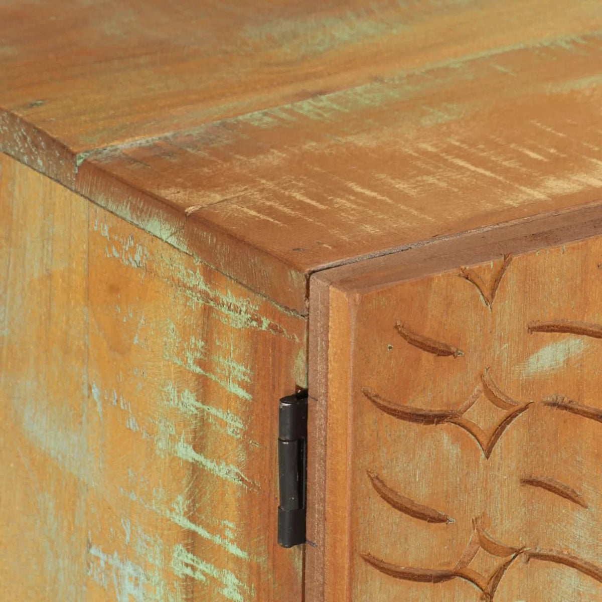 Reclaimed Wood 2 Door TV Cabinet with Storage Drawer and Shelf K977