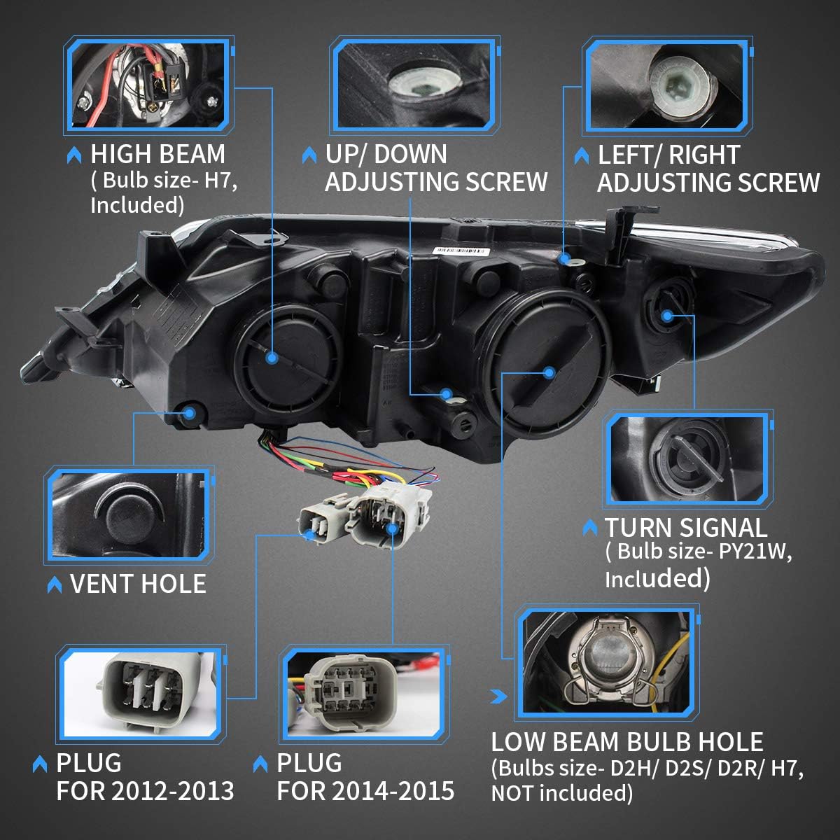 LED Projector Headlights with H7 Halogen High Beam F9302