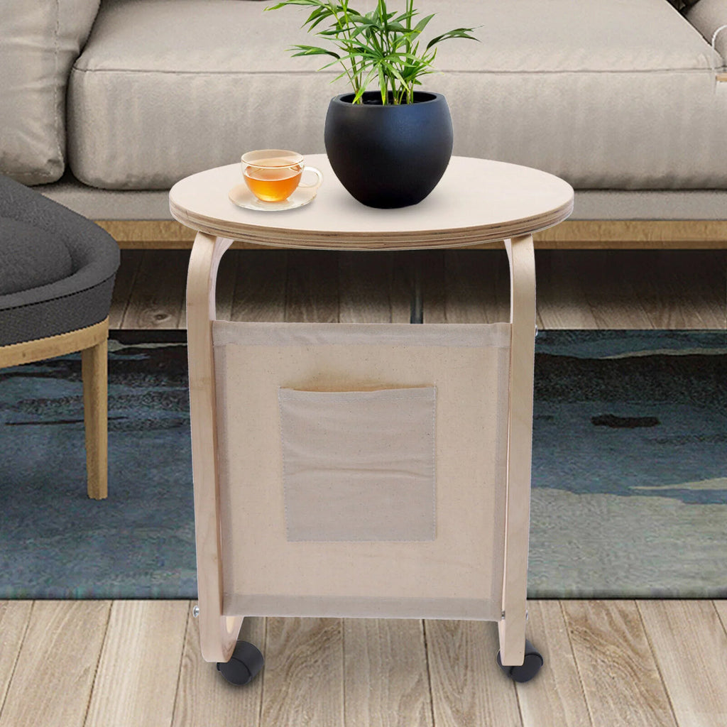C-shaped Sofa End Side Table with Side Pocket H58264