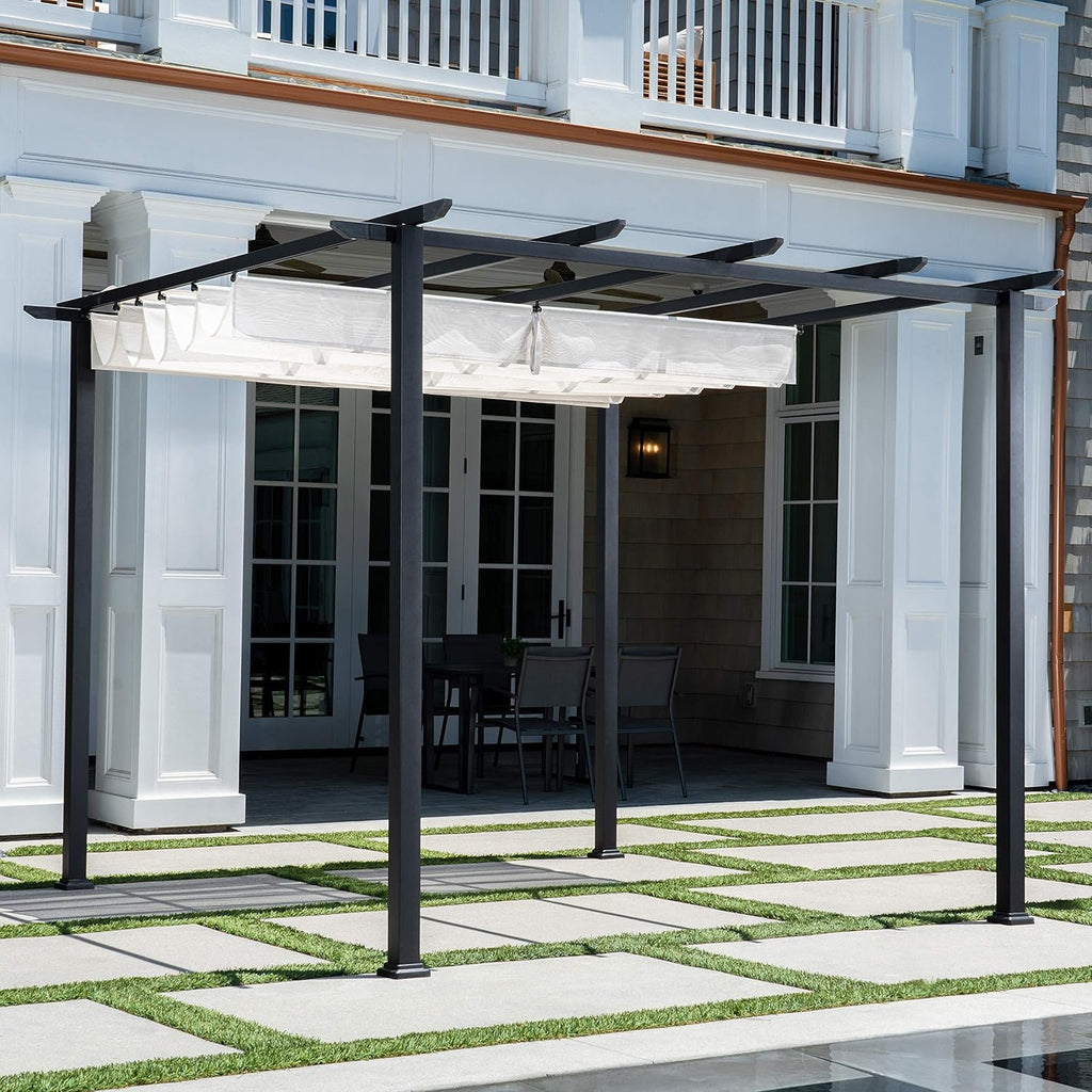 Aluminum and Steel Pergola with Adjustable Sling Canopy Z924581