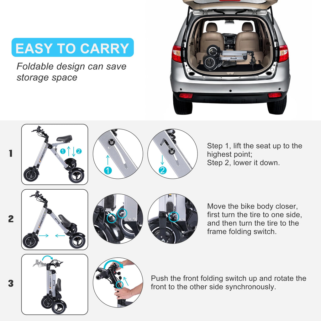 Foldable 3 Wheel Electric Scooter with LED Display Y977