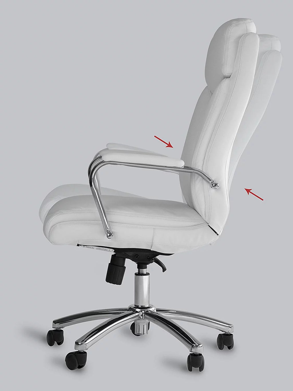 White Leather Executive Rolling Swivel Chair T6262