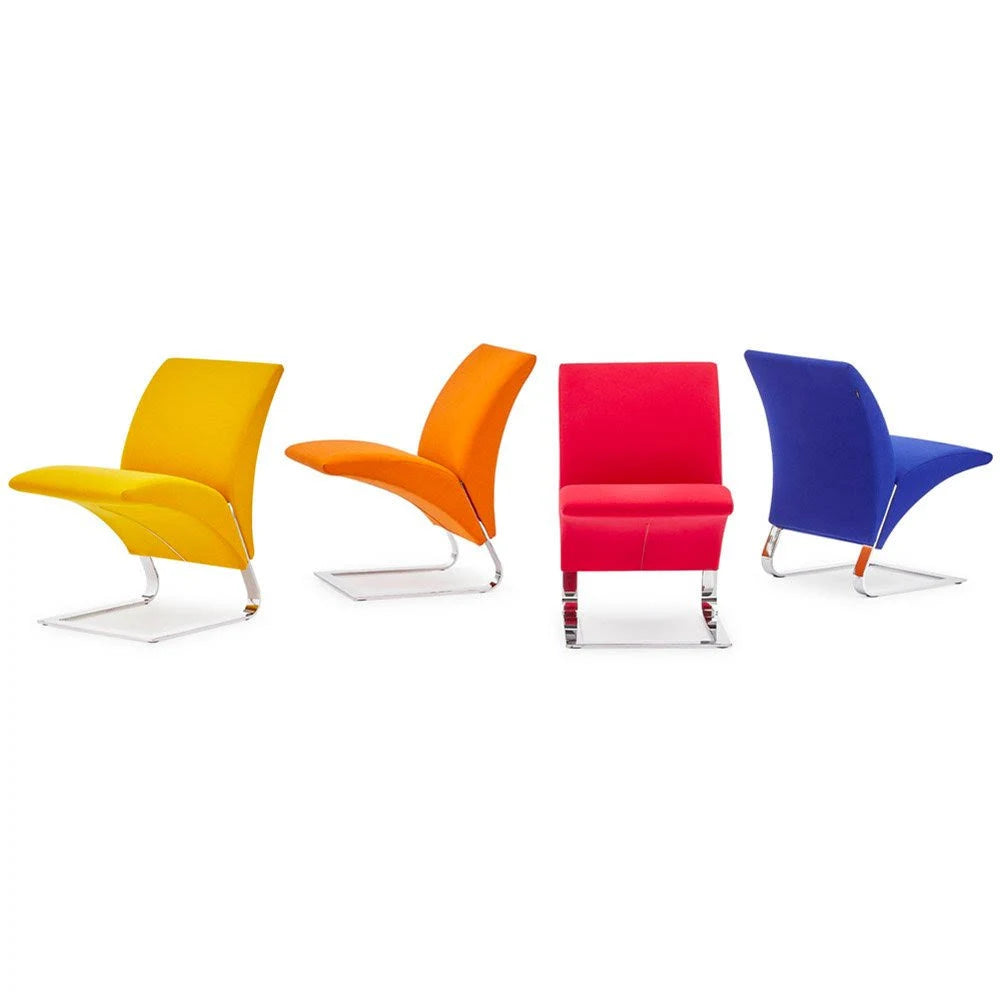Dark Blue Cashmere Fabric Chair with Chrome Base W42986